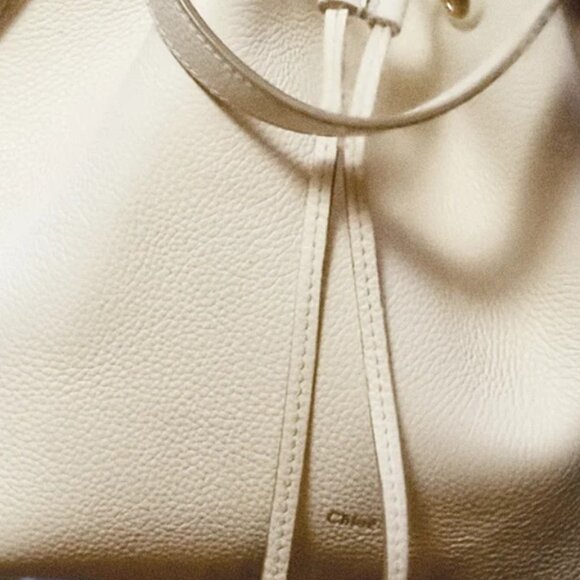 Chloé Marcie Grained Calfskin Bucket Bag Misty Ivory - Picture 10 of 16